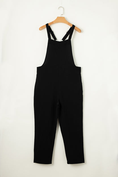 Zwarte verstelbare gespbandjes cropped jumpsuit