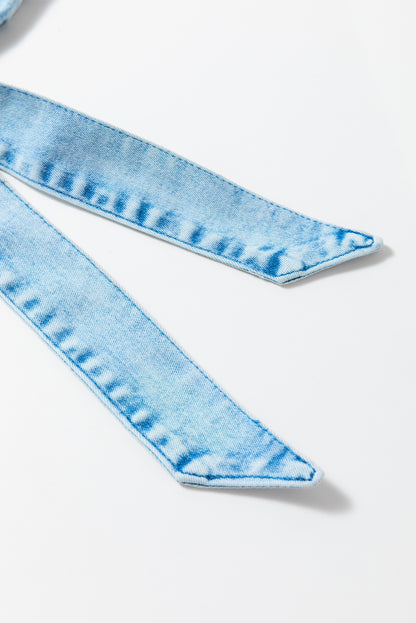 Beau Blue Spaghettibandjes Denim Romper met Riem