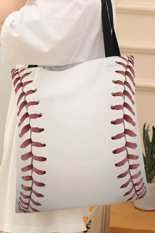 Sac fourre-tout en toile blanche à imprimé baseball