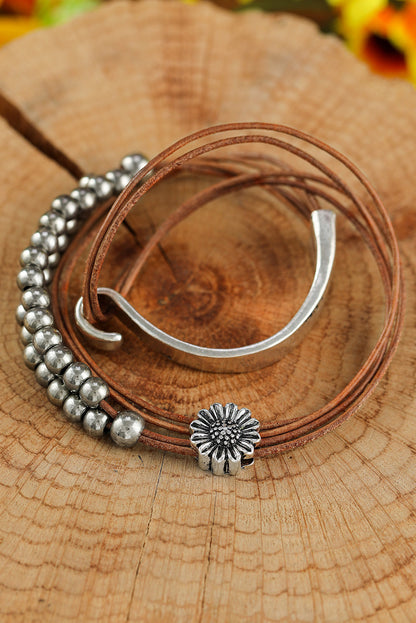 Bruine Daisy Beading Alloy Multilayer Armband 