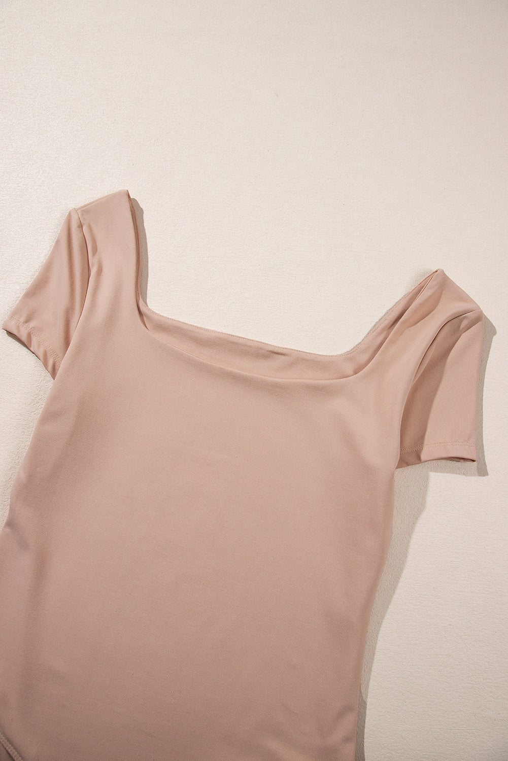 Parchment Solid Color Short Sleeve Square Neck Sheath Bodysuit