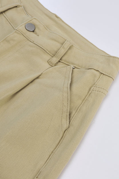 Khaki effen hoge taille casual broek