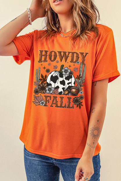 Oranje HOWDY FALL Western Pumpkin Grafisch T-shirt