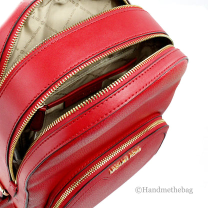 Michael Kors Jaycee Medium Red Zip Pocket Backpack