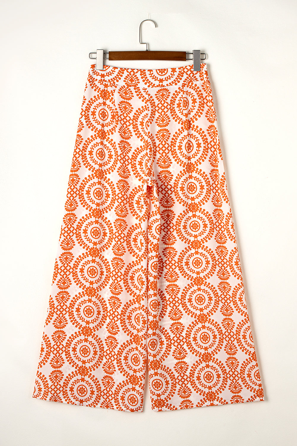 Oranje Boho Retro Bloemenprint Wijde Broek