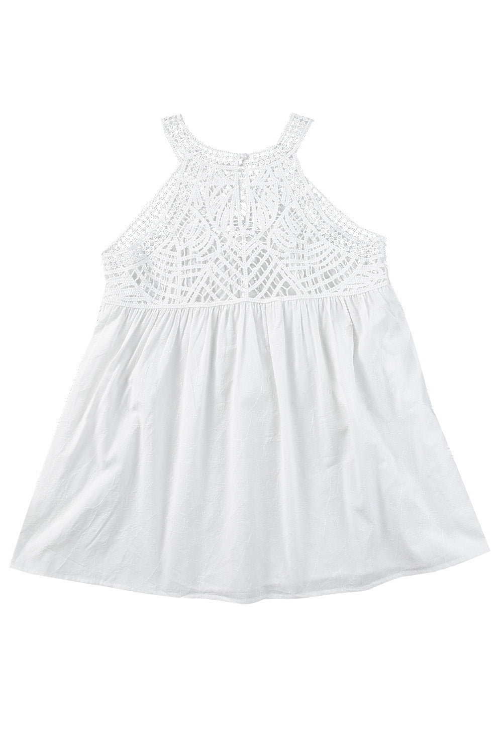 Witte kanten gehaakte mouwloze babydoll-top