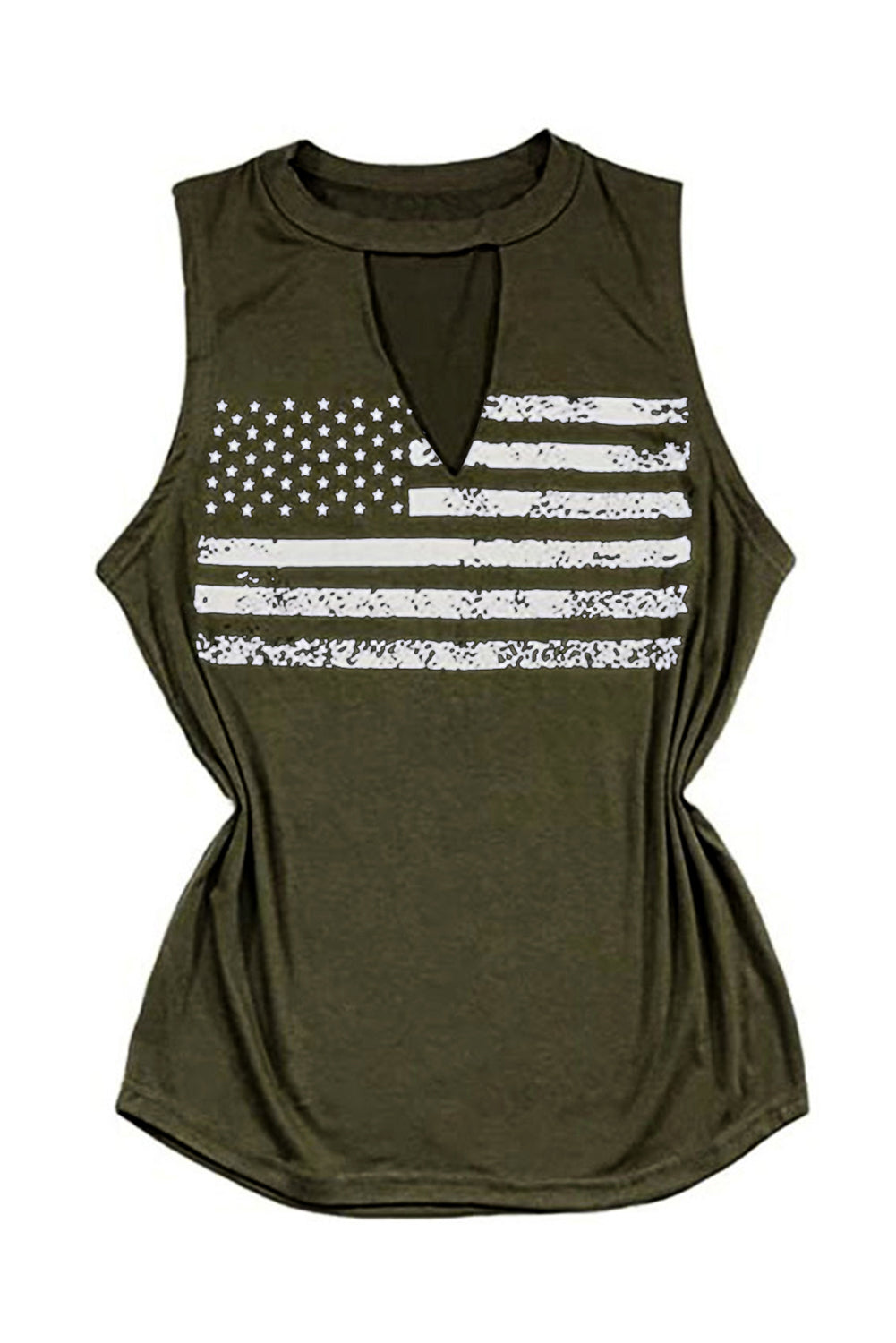 Groene uitgesneden tanktop met Amerikaanse vlagprint