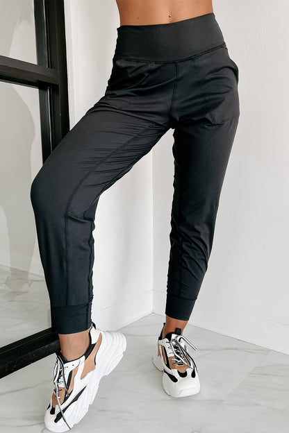 Medium Grey Exposed Seam High Waist Pocketed Joggers