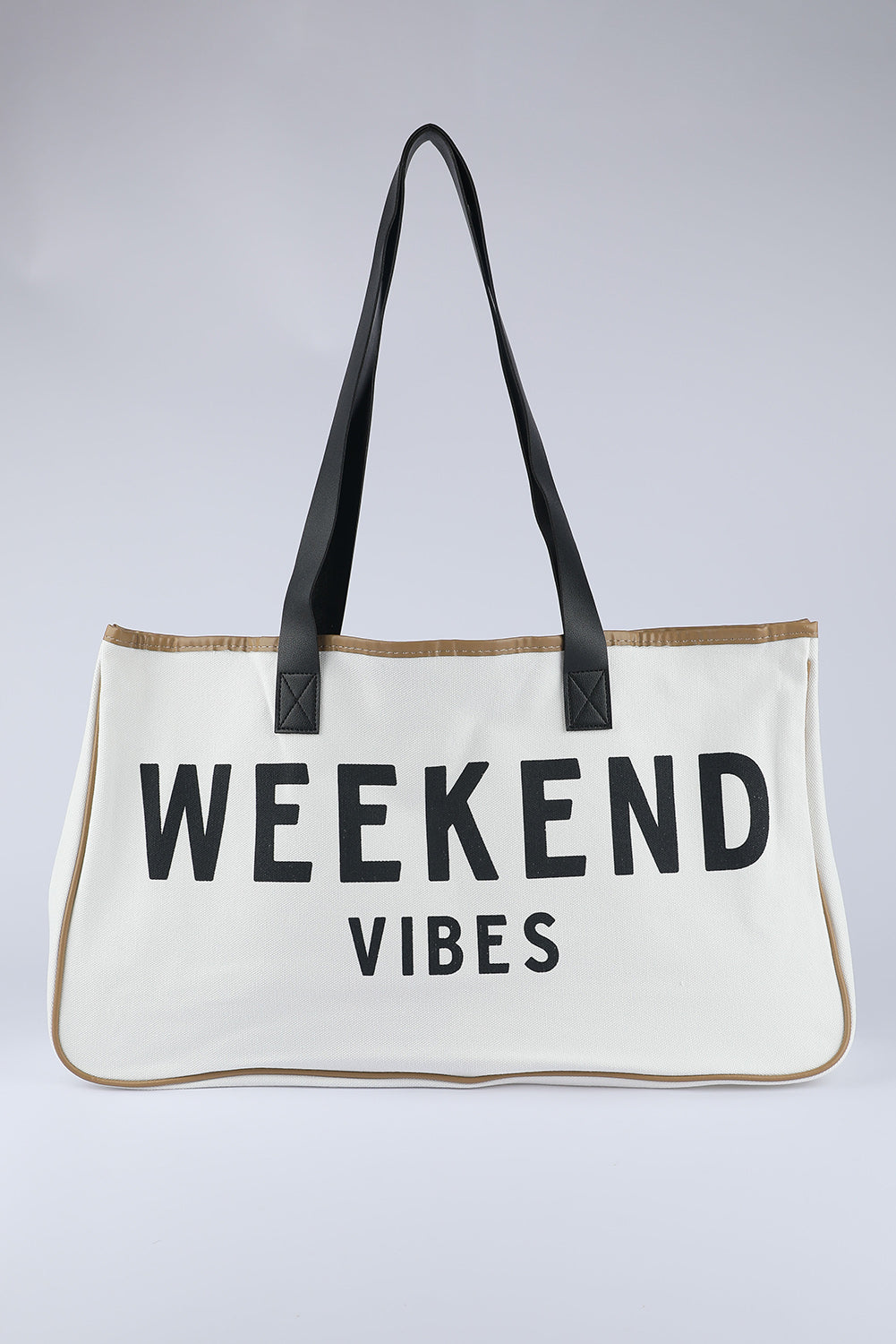 White WEEKEND VIBES Canvas Tote