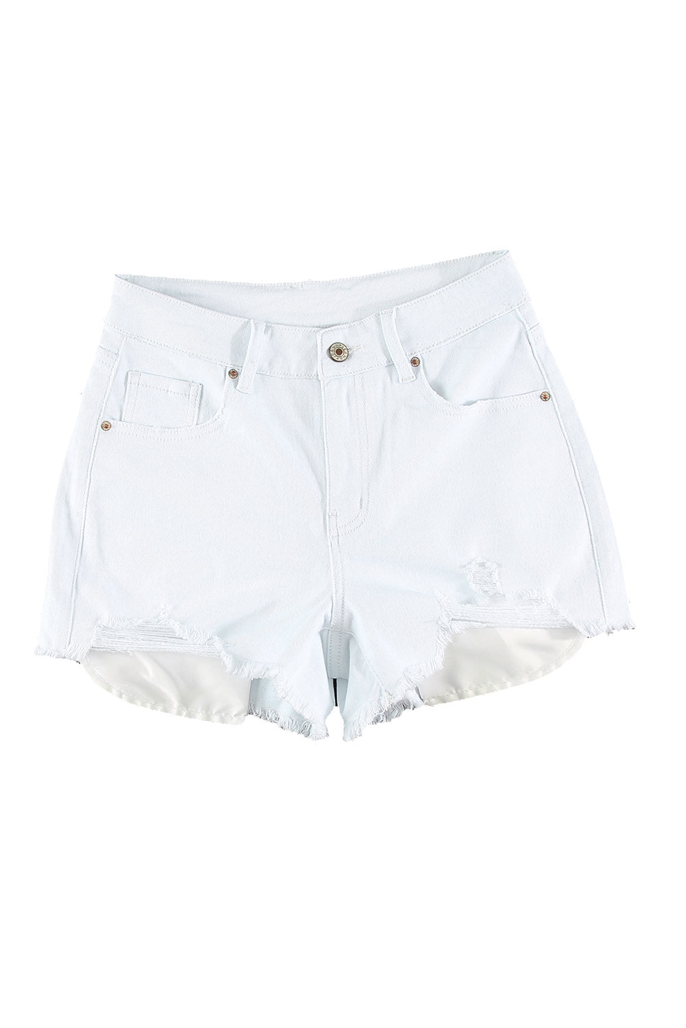 Witte versleten gerafelde denim shorts