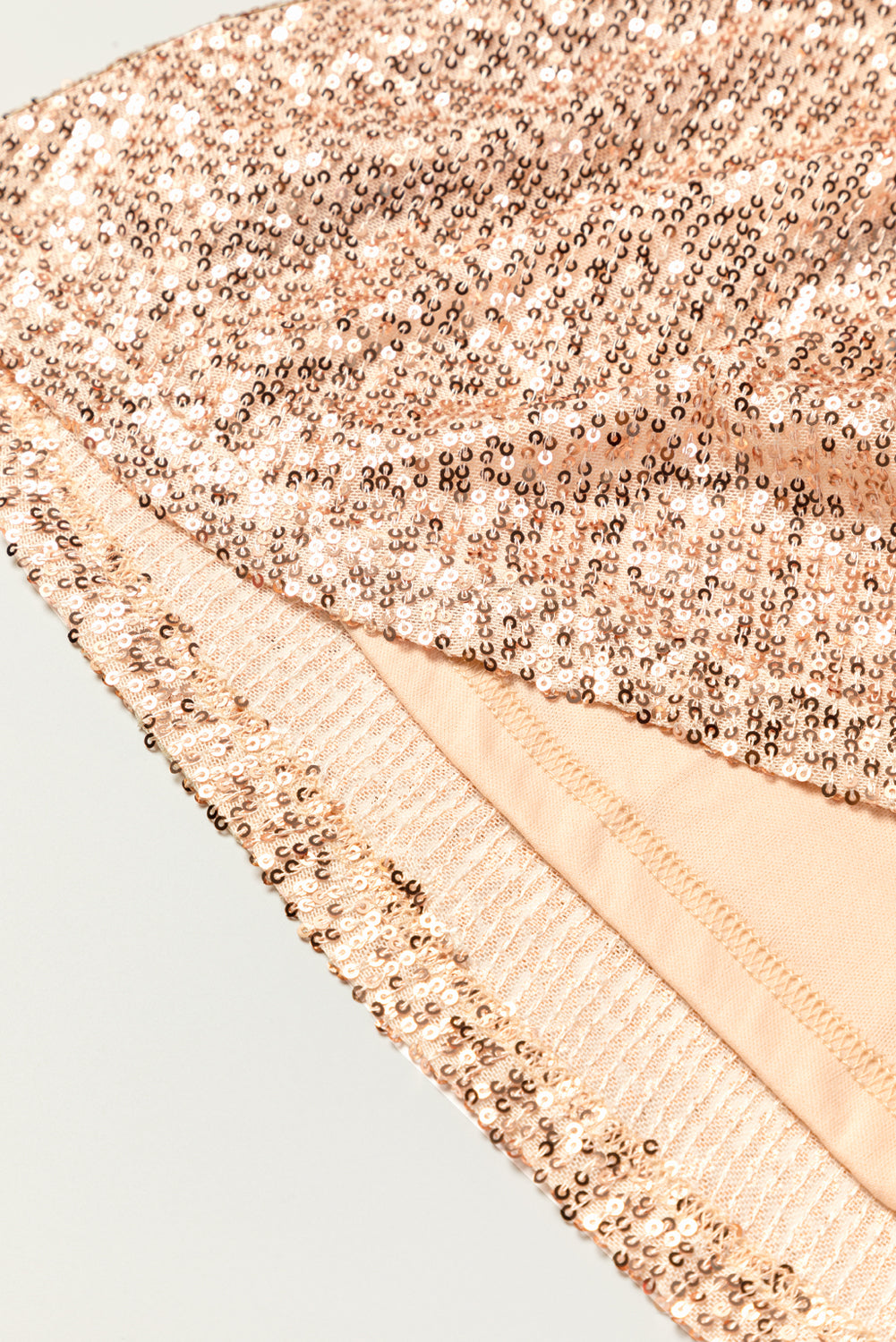 Apricot Wrapped V-neck Sequin Dress