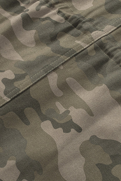 Groene camouflageprint multi-pocket knoopjas