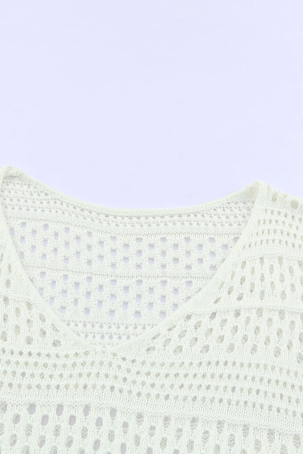 Witte Hollow Out Crochet V-hals Pullover Trui