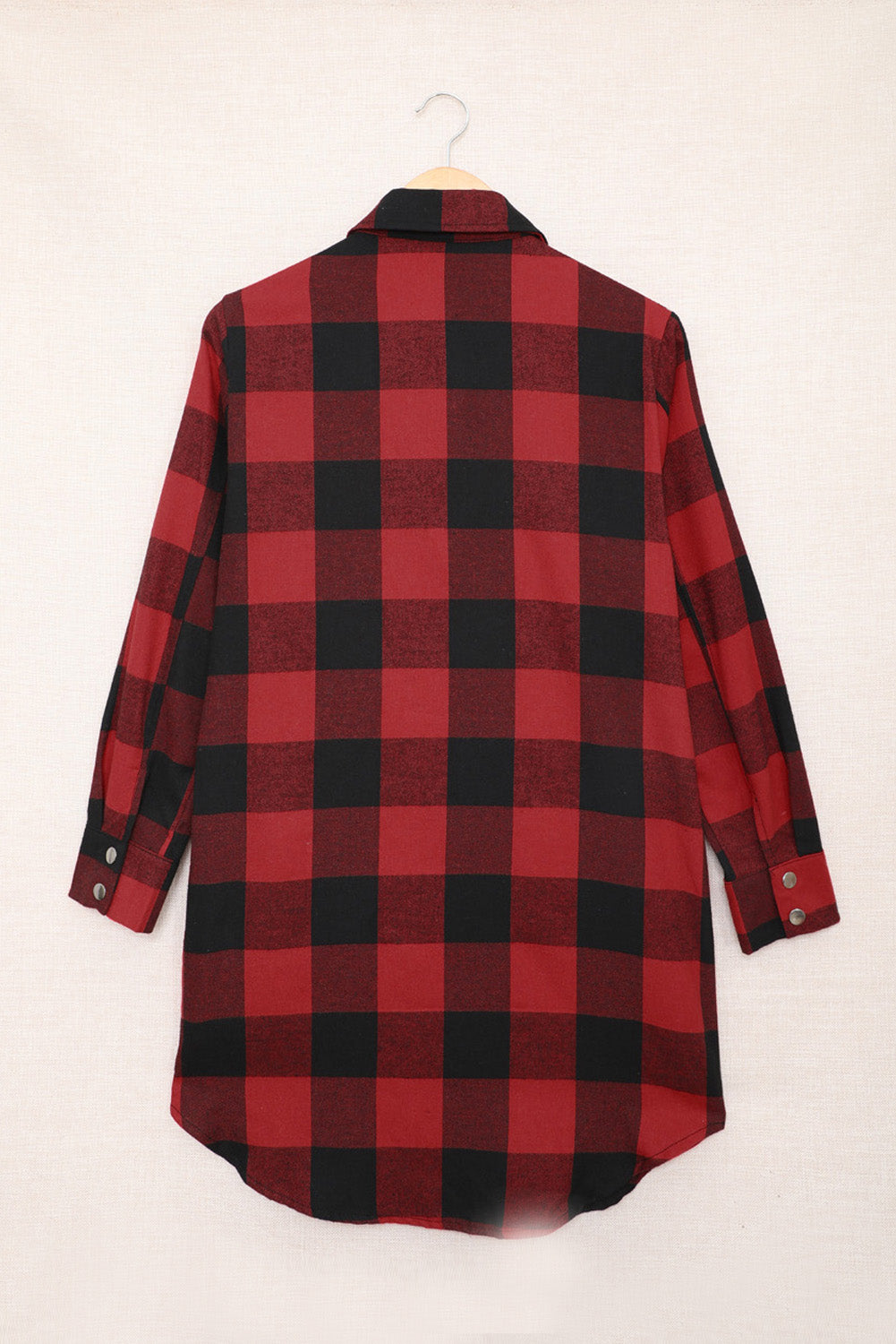 Brown Turn-down Collar Plaid Shirt Coat