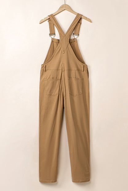 Khaki Vintage Multi Pockets Gespband Cargo Denim Overalls