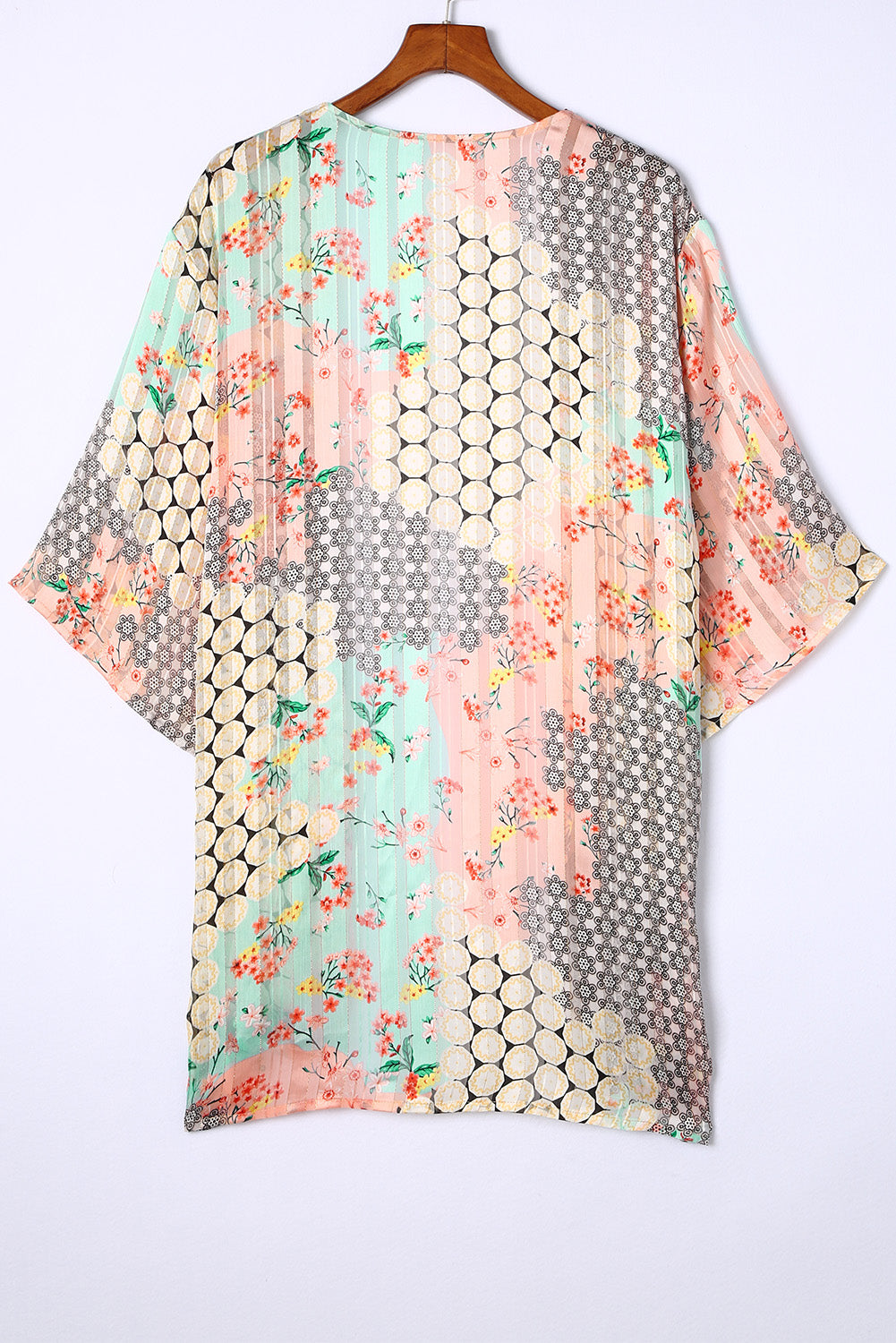 Multicolor Floral Open Sheer Shimmer Kimono