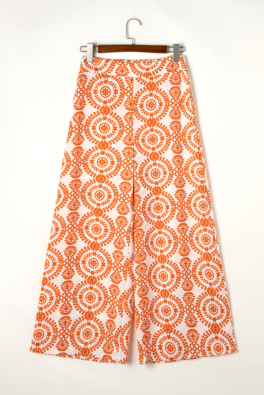 Oranje Boho Retro Bloemenprint Wijde Broek