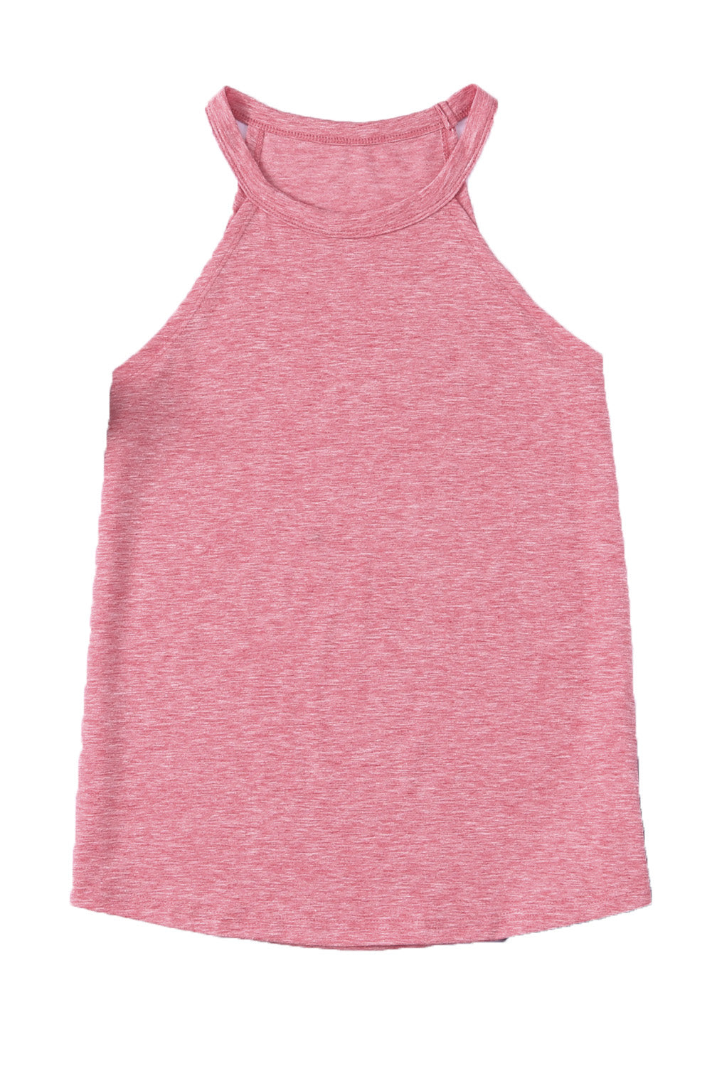 White Solid Color Crew Neck Tank Top