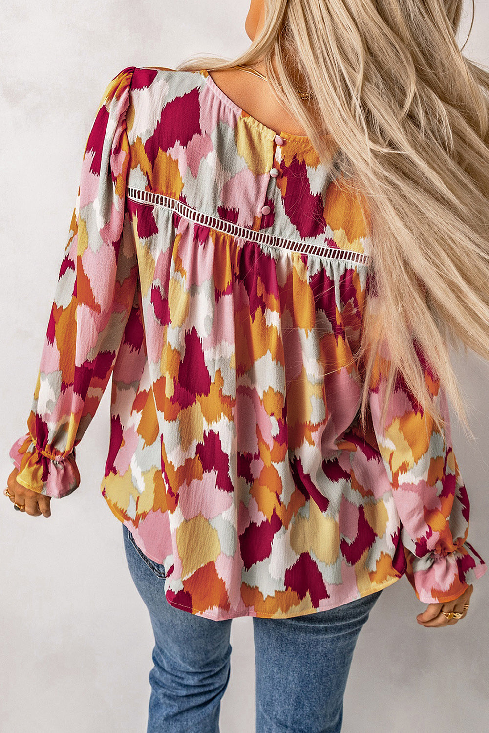 Blouse met lange mouwen en abstracte print