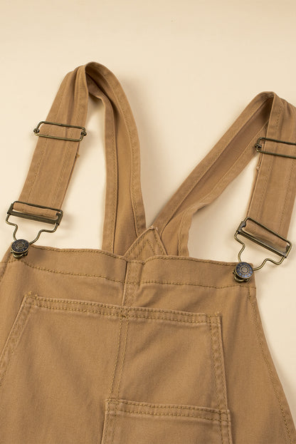 Khaki Vintage Multi Pockets Gespband Cargo Denim Overalls