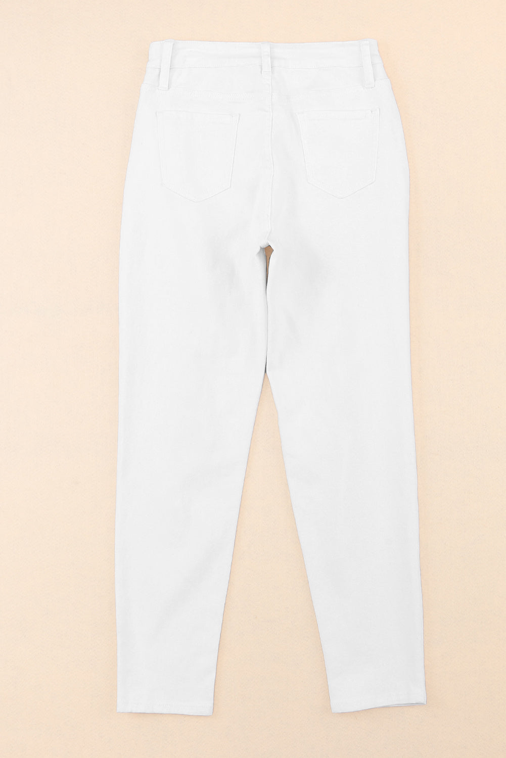 Witte gescheurde jeans met hoge taille en scheuren