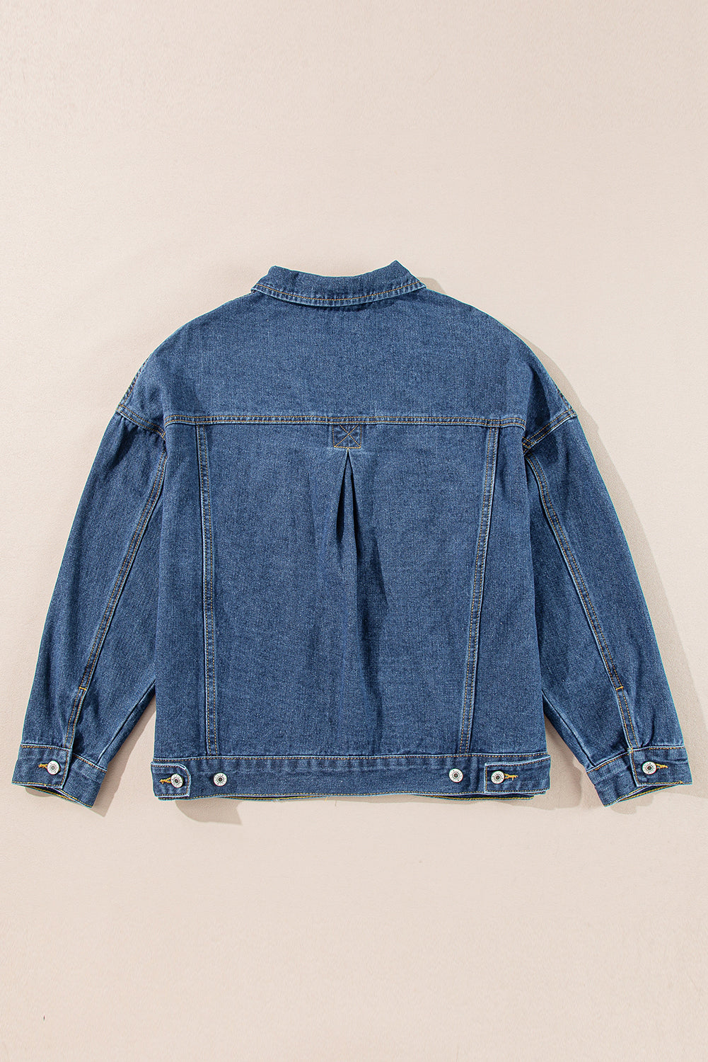 Blue Stripe Washed Oversize Pocketed Denim Jacket