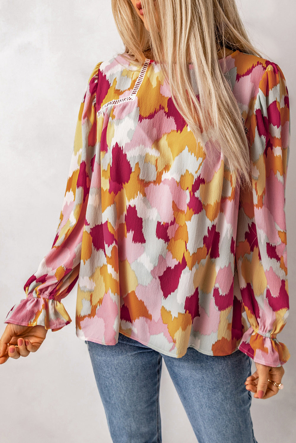 Blouse met lange mouwen en abstracte print