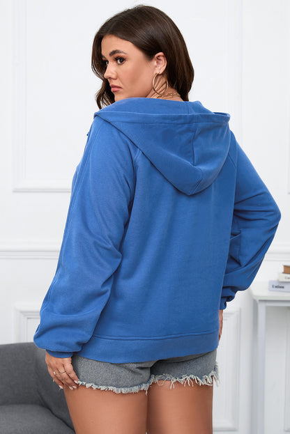 Blueing Plus Size Mineral Wash Hoodie met rits