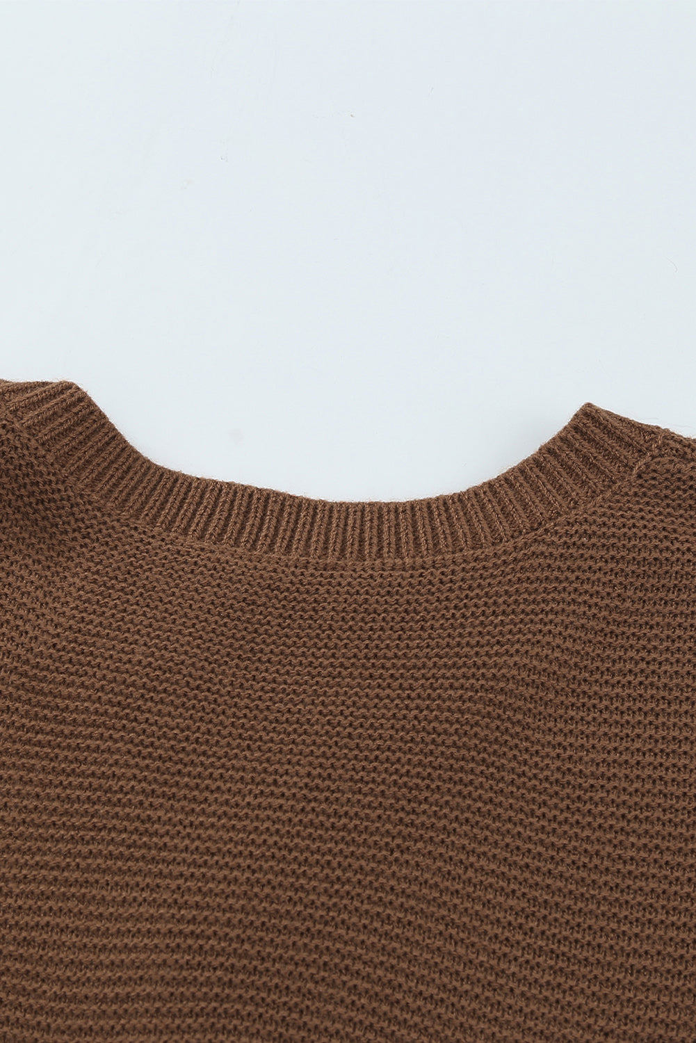 Brown Splicing Buttoned Knitted Long Sleeve Sweater