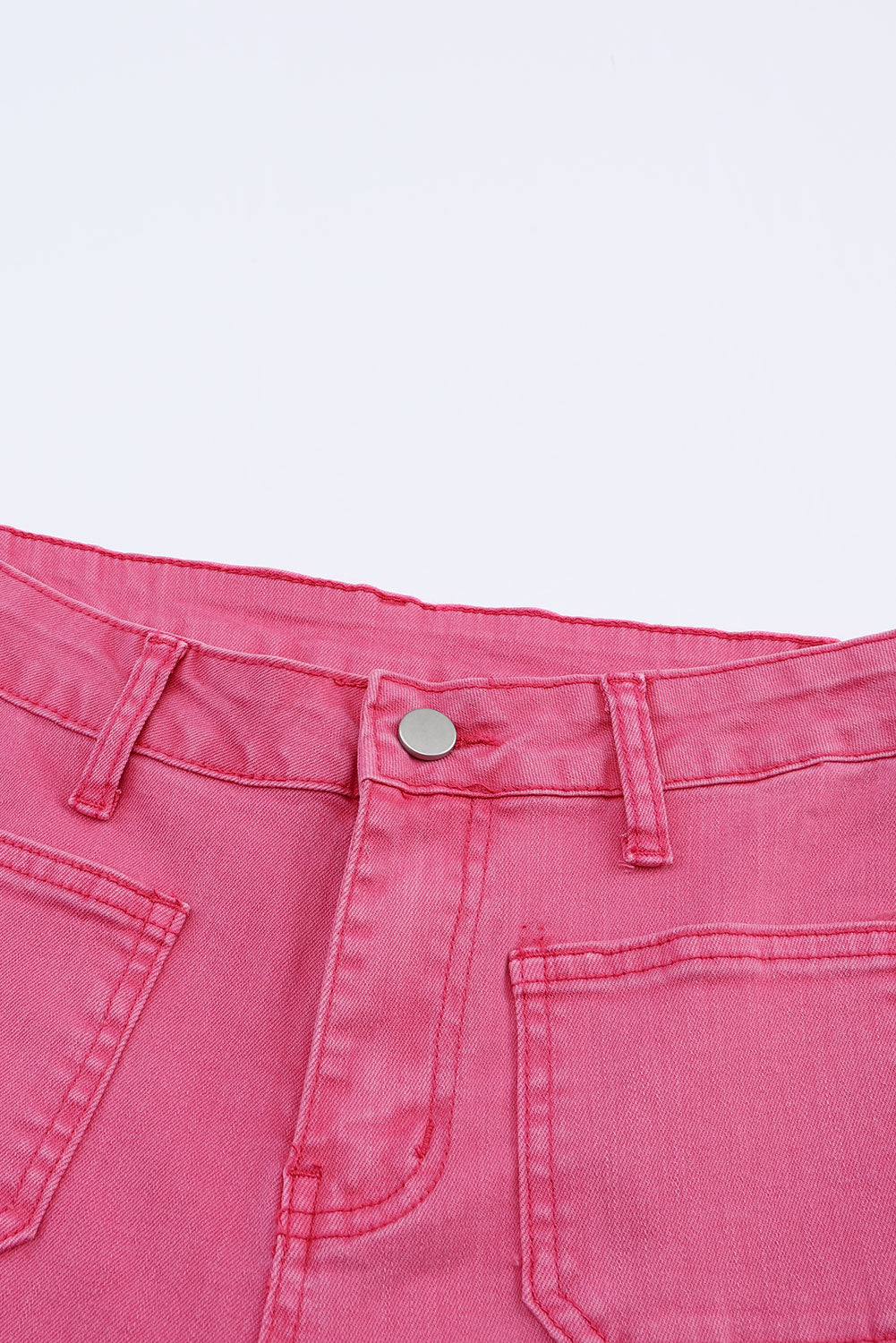 Roze enkellange flared jeans met ruwe zoom