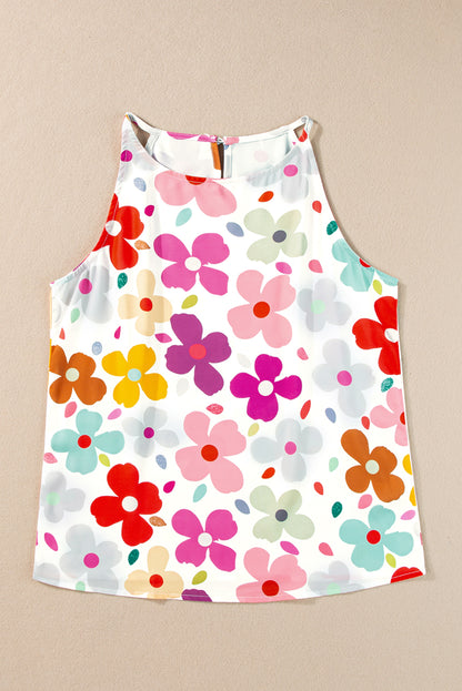 Wit schattig bloemenprintvest