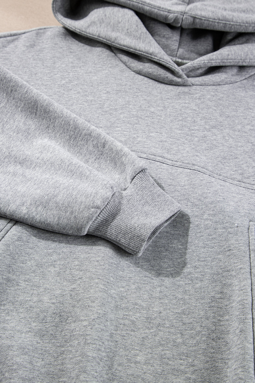 Gray Solid Exposed Seams Hoodie and Joggers Activewear Set