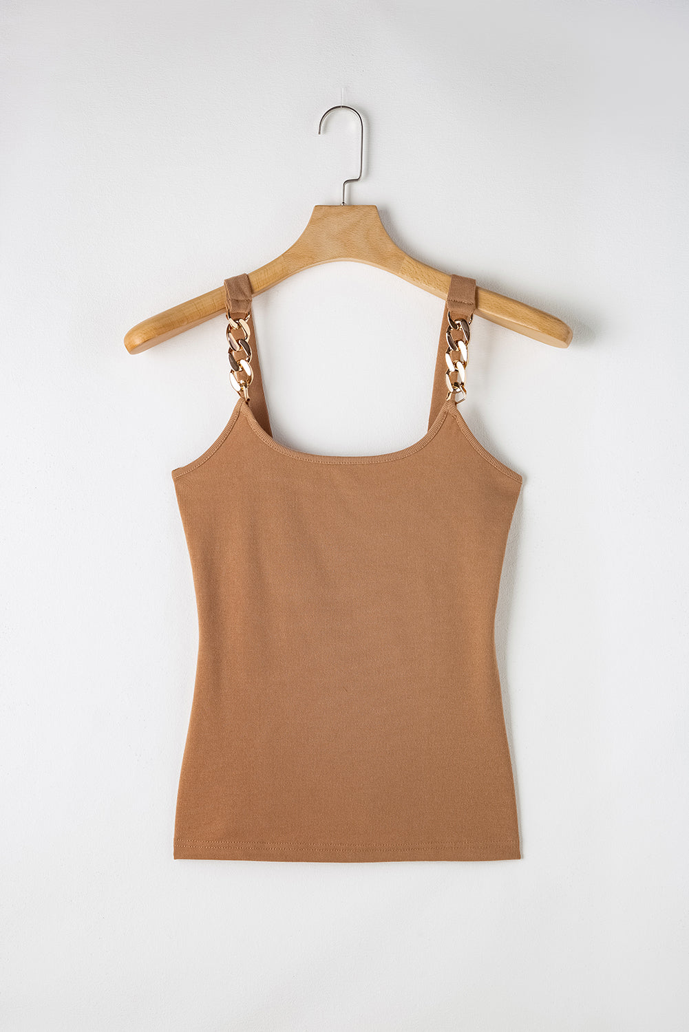 Bruin gouden kettingbandjes Ribgebreide tanktop