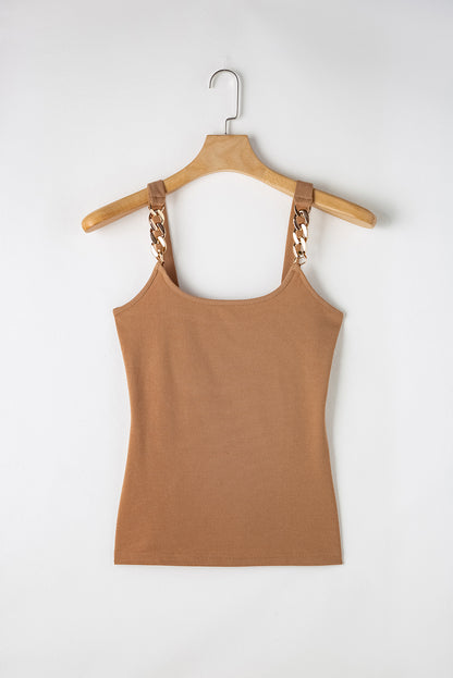 Bruin gouden kettingbandjes Ribgebreide tanktop