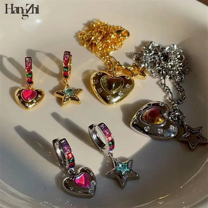 Colorful Heart Star Earrings