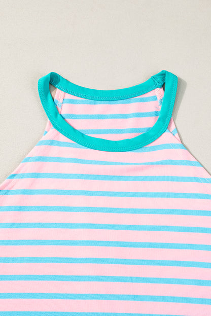 Roze gestreepte tanktop met ronde hals