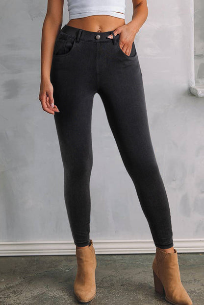 Zwarte skinny fit enkelhoge taille jeans