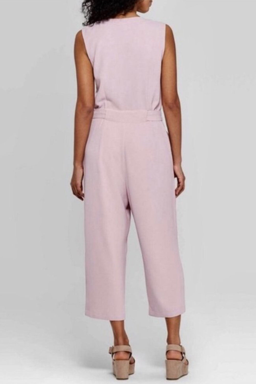 Zwarte geknoopte mouwloze cropped jumpsuit met sjerp