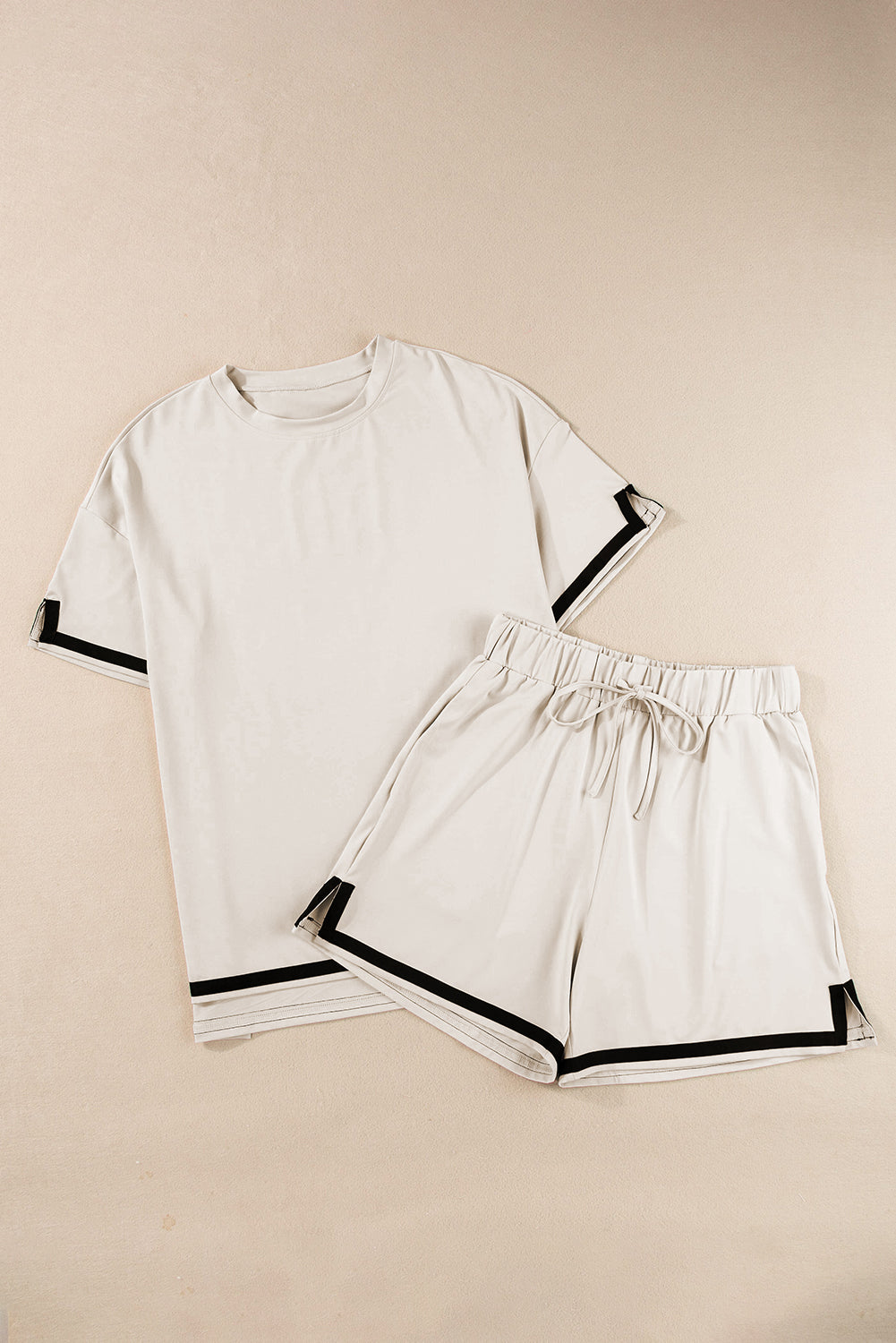 Zwarte contrasterende T-shirt en shorts set