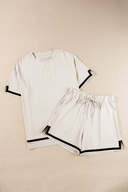 Zwarte contrasterende T-shirt en shorts set