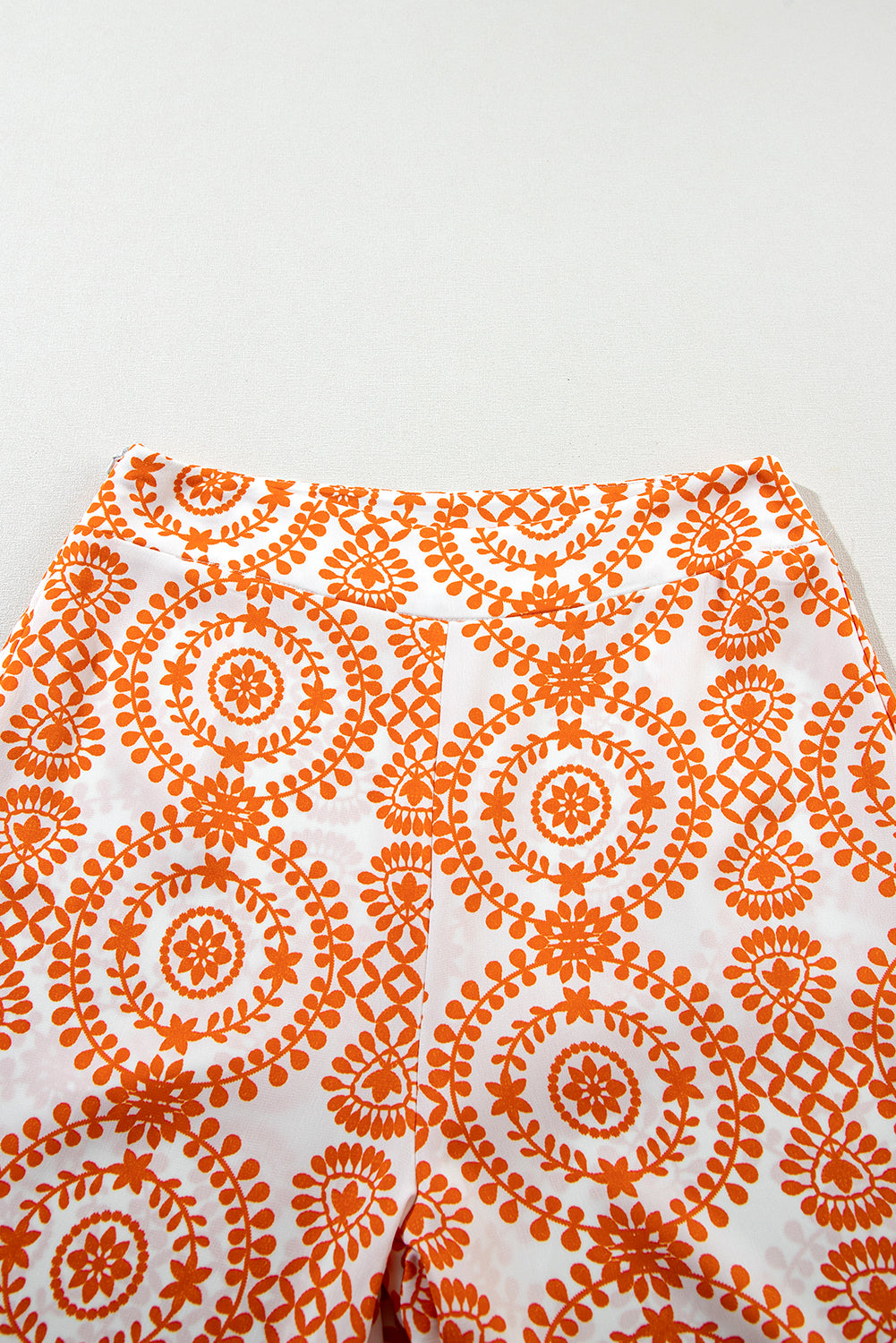 Oranje Boho Retro Bloemenprint Wijde Broek