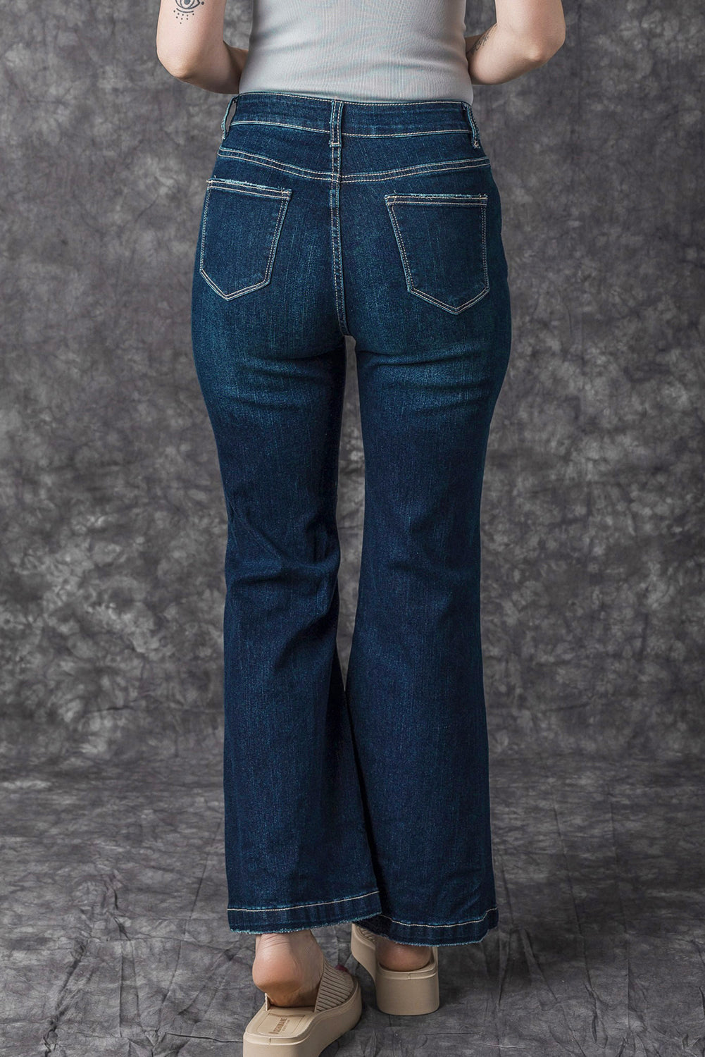 Echte Teal High Rise Ripped Bell Bottom Jeans