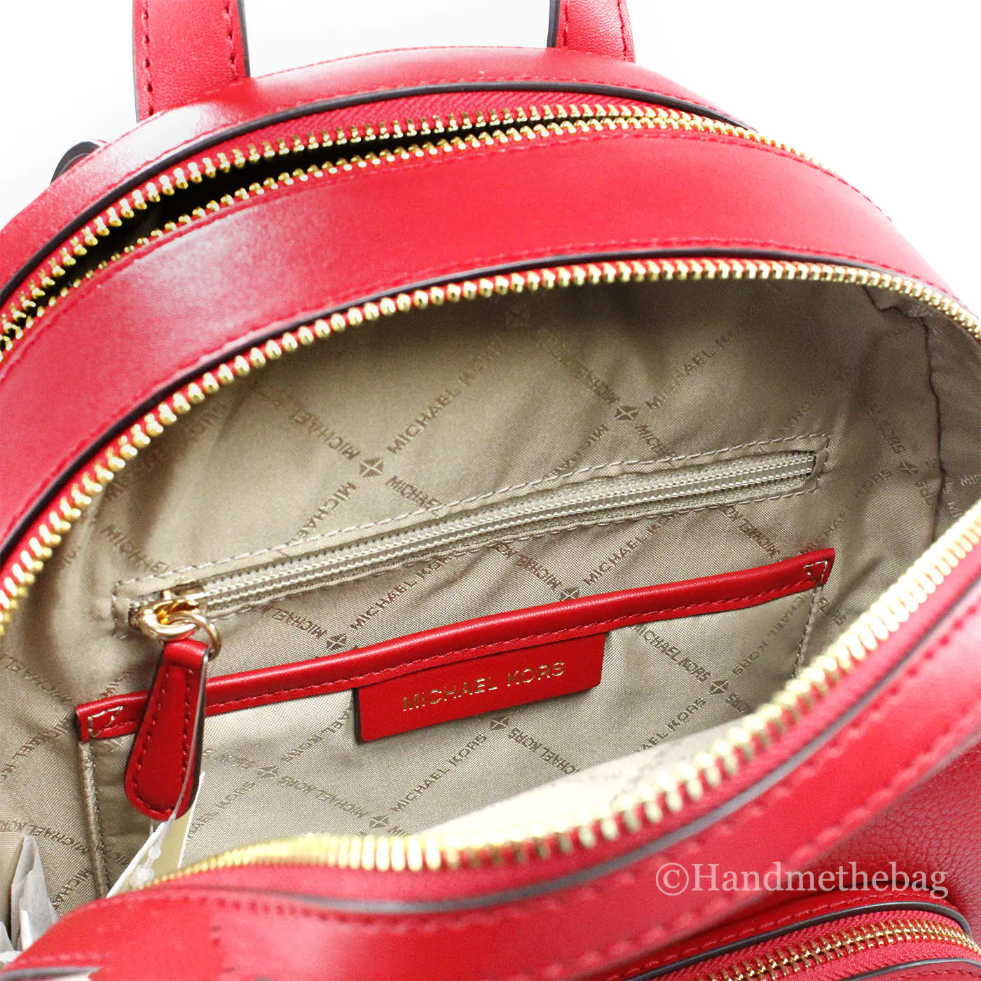 Michael Kors Jaycee Medium Red Zip Pocket Backpack