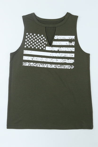 Groene uitgesneden tanktop met Amerikaanse vlagprint