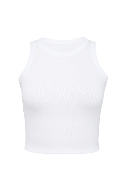 Witte mode bodycon strakke geribbelde tanktop