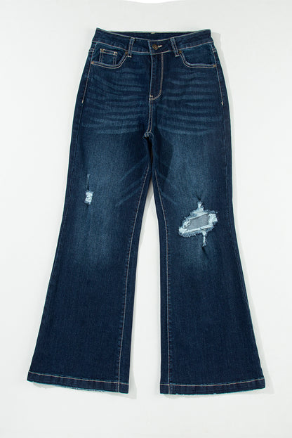 Echte Teal High Rise Ripped Bell Bottom Jeans