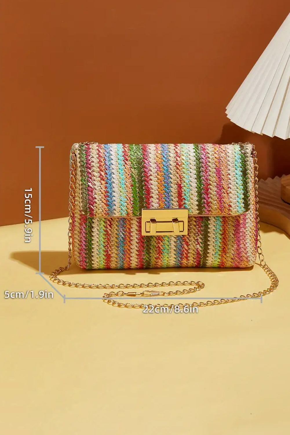 Multicolour Bohemian Woven Gold Chain Shoulder Bag