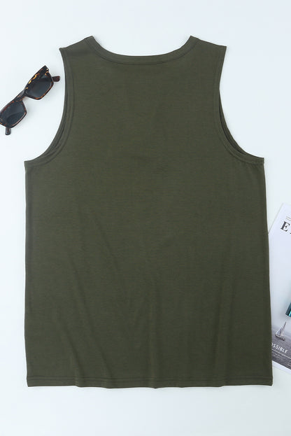 Groene uitgesneden tanktop met Amerikaanse vlagprint