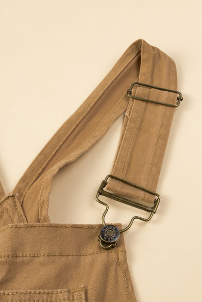 Khaki Vintage Multi Pockets Gespband Cargo Denim Overalls