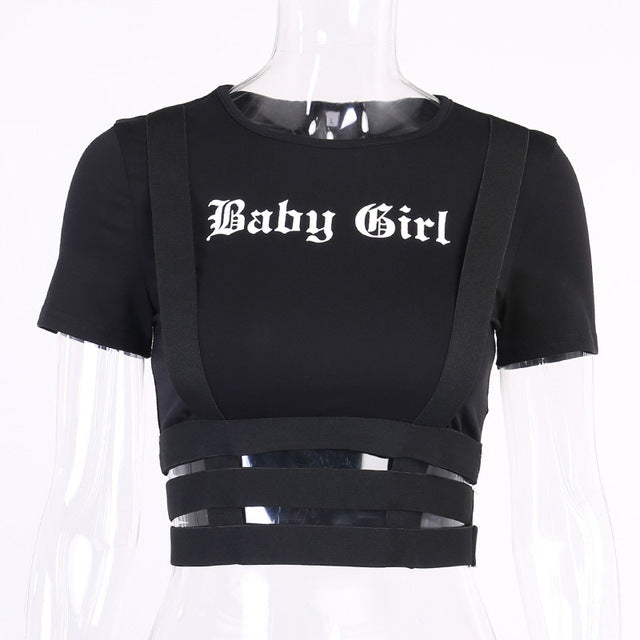 T-shirt met crop-top en O-hals